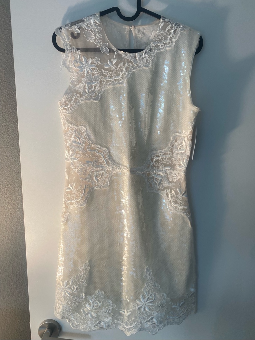 BHLDN Ivory Sequin Lace Mini Dress